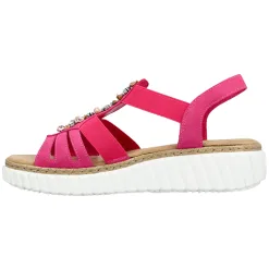 Rieker Sandals<Ladies Low Wedge Sandals - 63249-31 - Pink