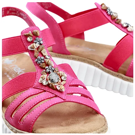 Rieker Sandals<Ladies Low Wedge Sandals - 63249-31 - Pink
