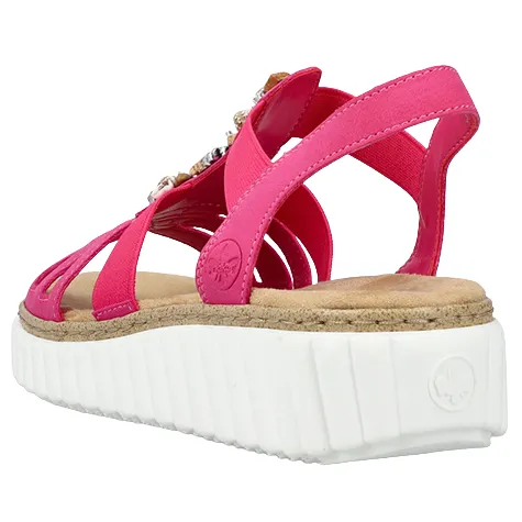 Rieker Sandals<Ladies Low Wedge Sandals - 63249-31 - Pink