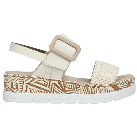 Rieker Sandals<Ladies Platform Sandals -V3950-61 - Beige