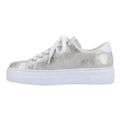 Rieker Trainers<Ladies Platform Trainers - N49W1-90 - Beige/Gold