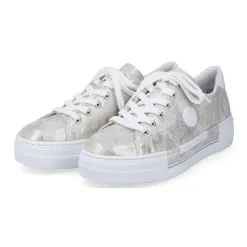 Rieker Trainers<Ladies Platform Trainers - N49W1-90 - Beige/Gold
