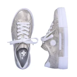 Rieker Trainers<Ladies Platform Trainers - N49W1-90 - Beige/Gold