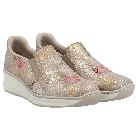 Rieker Shoes<Ladies Slip On Wedge Shoes - 48761-90 - Multi