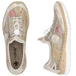 Rieker Trainers<Ladies Trainers - N42V1-92 - Beige/Gold