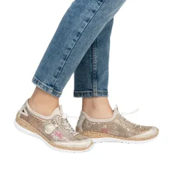 Rieker Trainers<Ladies Trainers - N42V1-92 - Beige/Gold