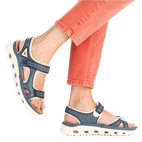 Rieker Sandals<Ladies Trek Sandals - 64066-14 - Navy Denim