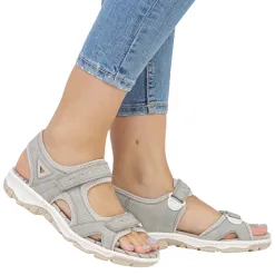 Rieker Sandals<Ladies Trekking Sandals - 68866 -Beige/Grey