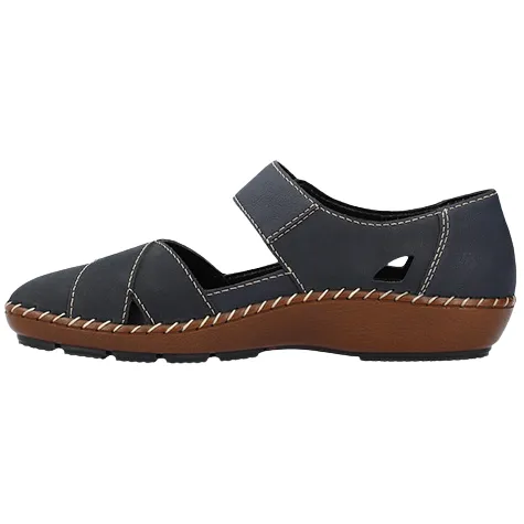 Rieker Shoes<Ladies Velcro Strap Shoes - 44879-14 - Navy