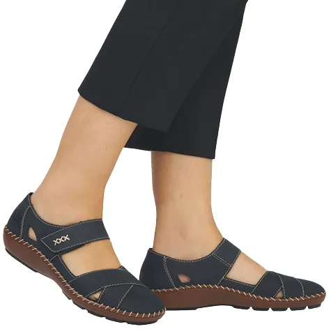 Rieker Shoes<Ladies Velcro Strap Shoes - 44879-14 - Navy