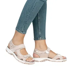 Rieker Sandals<Ladies Walking Sandals - 68866-31 - Beige/Rose