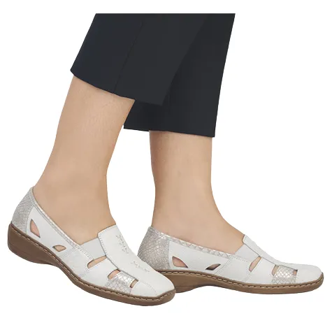 Rieker Shoes<Ladies Walking Shoes - 41385-80 - Off white