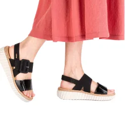 Rieker Sandals<Ladies Wedge Sandals - 69260-60 - Black
