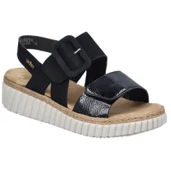 Rieker Sandals<Ladies Wedge Sandals - 69260-60 - Black