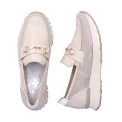 Rieker Shoes<Ladies Wedge Loafers - N7455-60 - Ivory