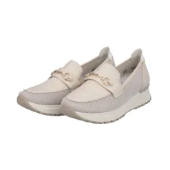 Rieker Shoes<Ladies Wedge Loafers - N7455-60 - Ivory