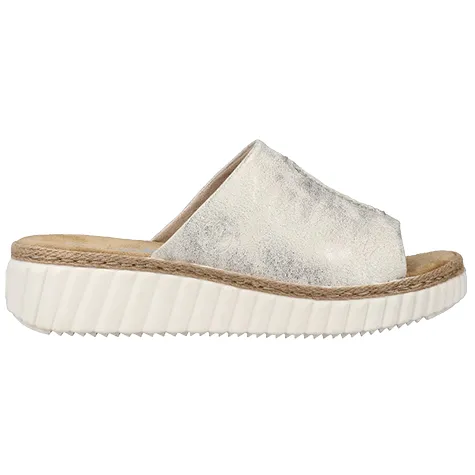 Rieker Sandals<Ladies Wedge Mules - 69288-60 - Beige/Gold
