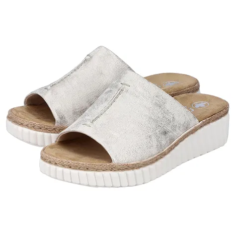 Rieker Sandals<Ladies Wedge Mules - 69288-60 - Beige/Gold