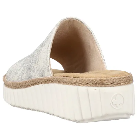Rieker Sandals<Ladies Wedge Mules - 69288-60 - Beige/Gold