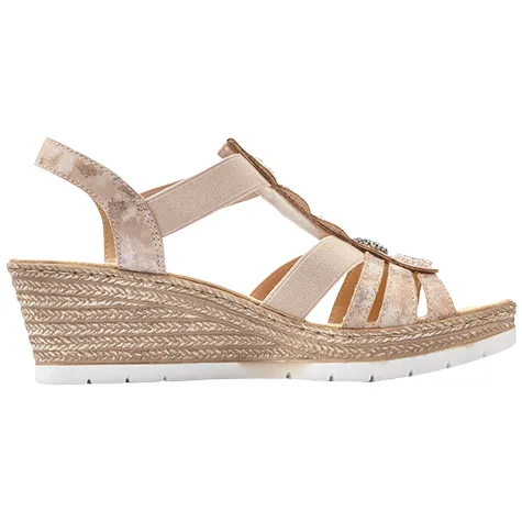 Rieker Sandals<Ladies Wedge Sandals - 619B2-31 - Pink