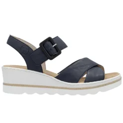 Rieker Sandals<Ladies Wedge Sandals - 67463-14 - Navy