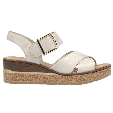 Rieker Sandals<Ladies Wedge Sandals - 63795-60 - Beige