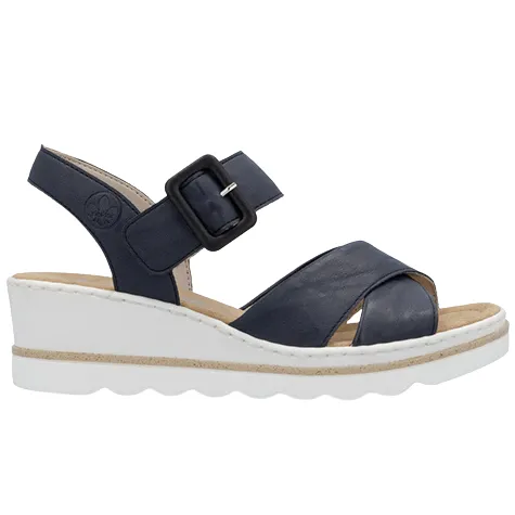 Rieker Sandals<Ladies Wedge Sandals - 67463-14 - Navy