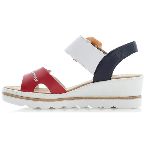 Rieker Sandals<Ladies Wedge Sandals- 67476-81-33 - Navy/White/Red
