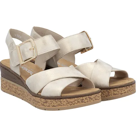 Rieker Sandals<Ladies Wedge Sandals - 63795-60 - Beige