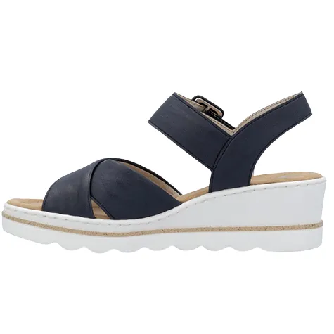 Rieker Sandals<Ladies Wedge Sandals - 67463-14 - Navy