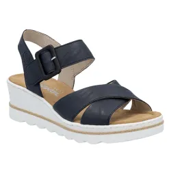 Rieker Sandals<Ladies Wedge Sandals - 67463-14 - Navy