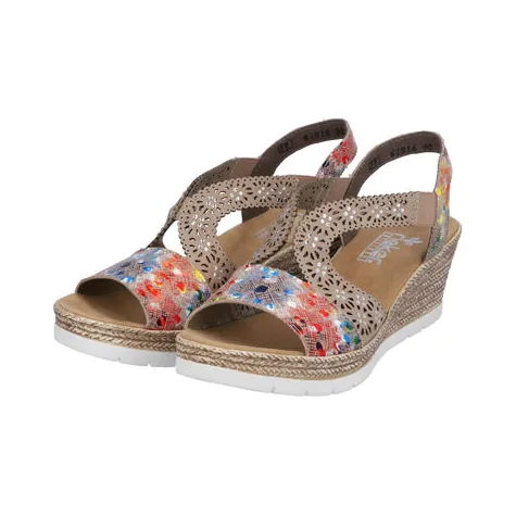 Rieker Sandals<Ladies Wedge Sandals - 61916 - Multi
