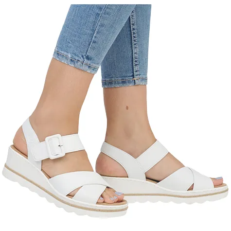 Rieker Sandals<Ladies Wedge Sandals - 67463-80 - White