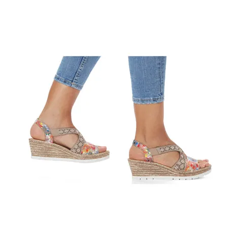 Rieker Sandals<Ladies Wedge Sandals - 61916 - Multi
