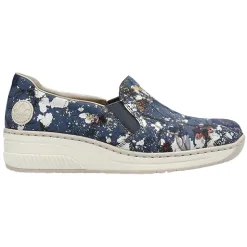 Rieker Ladies Wide Fitting<Ladies Wide Fit Shoes - 48752-90 - Blue Floral