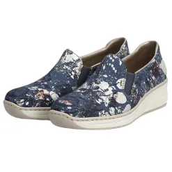 Rieker Ladies Wide Fitting<Ladies Wide Fit Shoes - 48752-90 - Blue Floral
