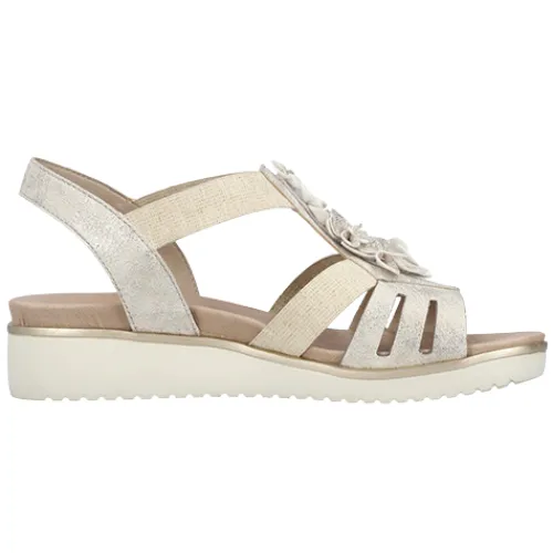 Rieker Sandals<Low Wedge Sandals - V3788-60 - Beige/Gold