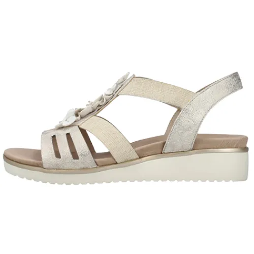 Rieker Sandals<Low Wedge Sandals - V3788-60 - Beige/Gold