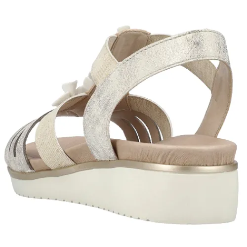Rieker Sandals<Low Wedge Sandals - V3788-60 - Beige/Gold