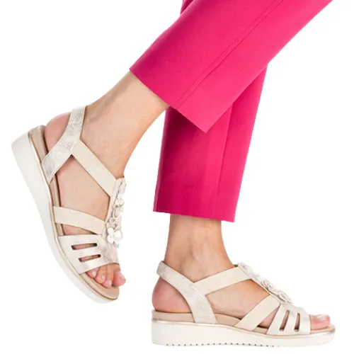 Rieker Sandals<Low Wedge Sandals - V3788-60 - Beige/Gold