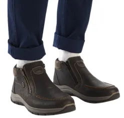 Rieker Boots<Men's Side Zip Ankle Boots - 03660 - Brown