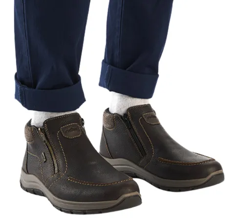 Rieker Boots<Men's Side Zip Ankle Boots - 03660 - Brown