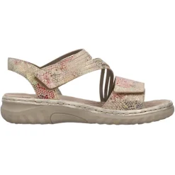 Rieker Sandals<Velcro Strap Sandals - 60464-90 - Beige Multi