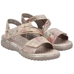 Rieker Sandals<Velcro Strap Sandals - 60464-90 - Beige Multi