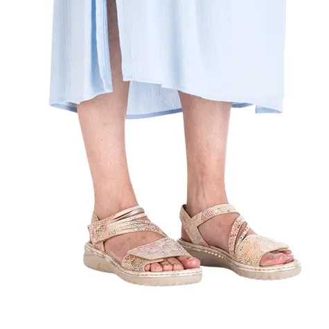 Rieker Sandals<Velcro Strap Sandals - 60464-90 - Beige Multi