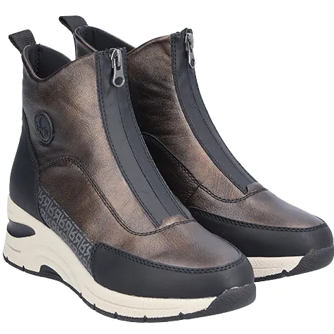 Rieker Boots<Wedge Ankle Boots - N9381-60 - Black/ Bronze