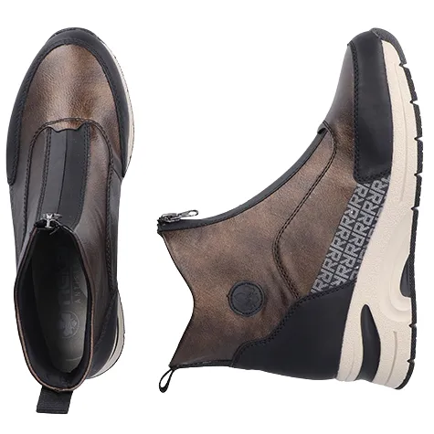 Rieker Boots<Wedge Ankle Boots - N9381-60 - Black/ Bronze