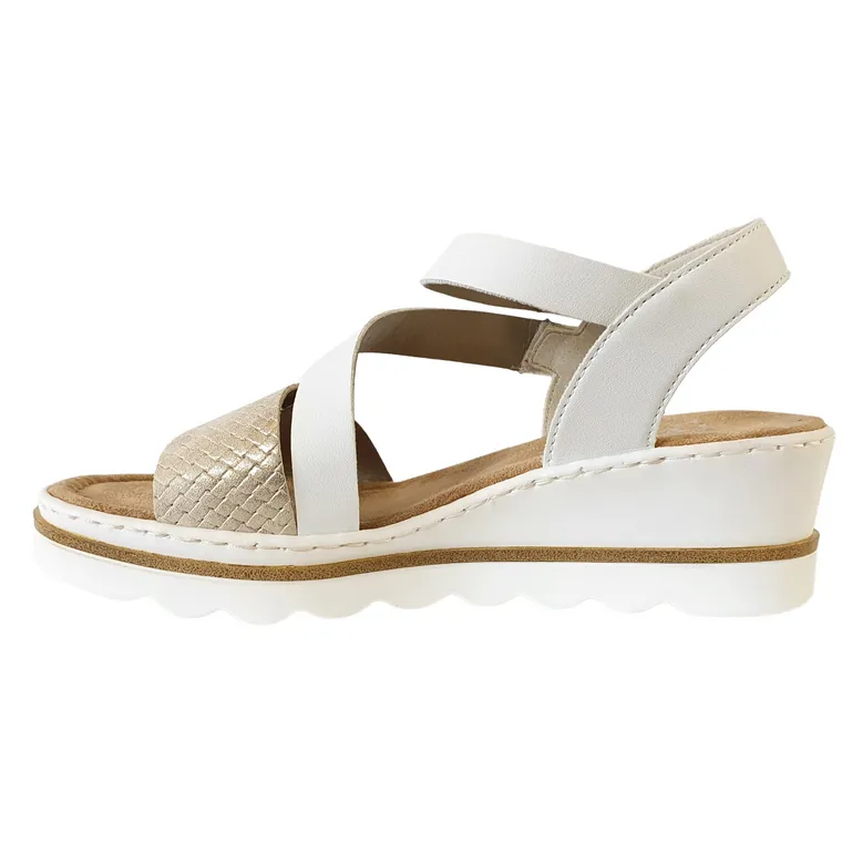 Rieker Sandals<Wedge Sandals - 67454-91-80 - White/Beige