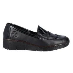 Rieker Ladies Wide Fitting | Shoes<Wedge Shoes- 53785-00 - Black
