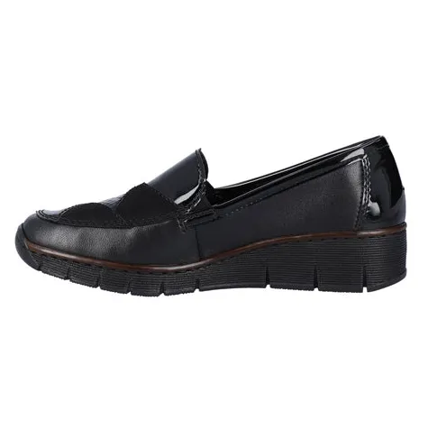 Rieker Ladies Wide Fitting | Shoes<Wedge Shoes- 53785-00 - Black